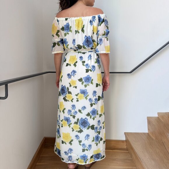 The Kooples Sport - Wild Roses Off-the-Shoulder Maxi Dress, Sz SMALL - Picture 8 of 10